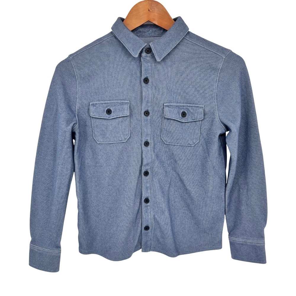 Art Class Blue Button Down Shirt Boys L 10/12 Long Sleeve Workwear Flap Pockets